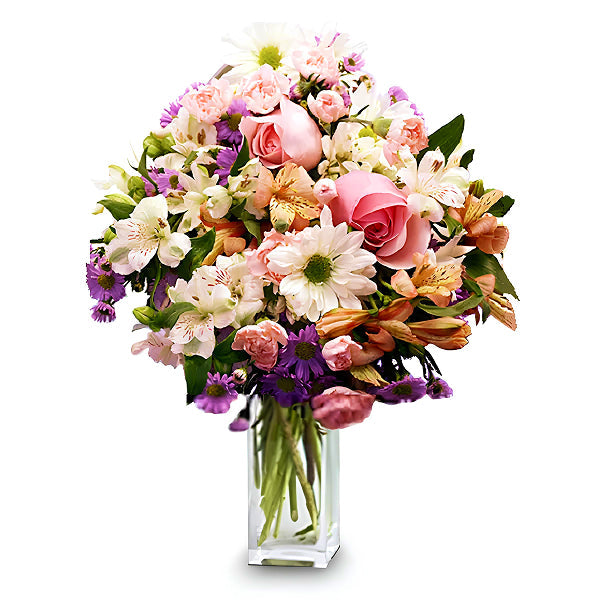 different flowers in a vase