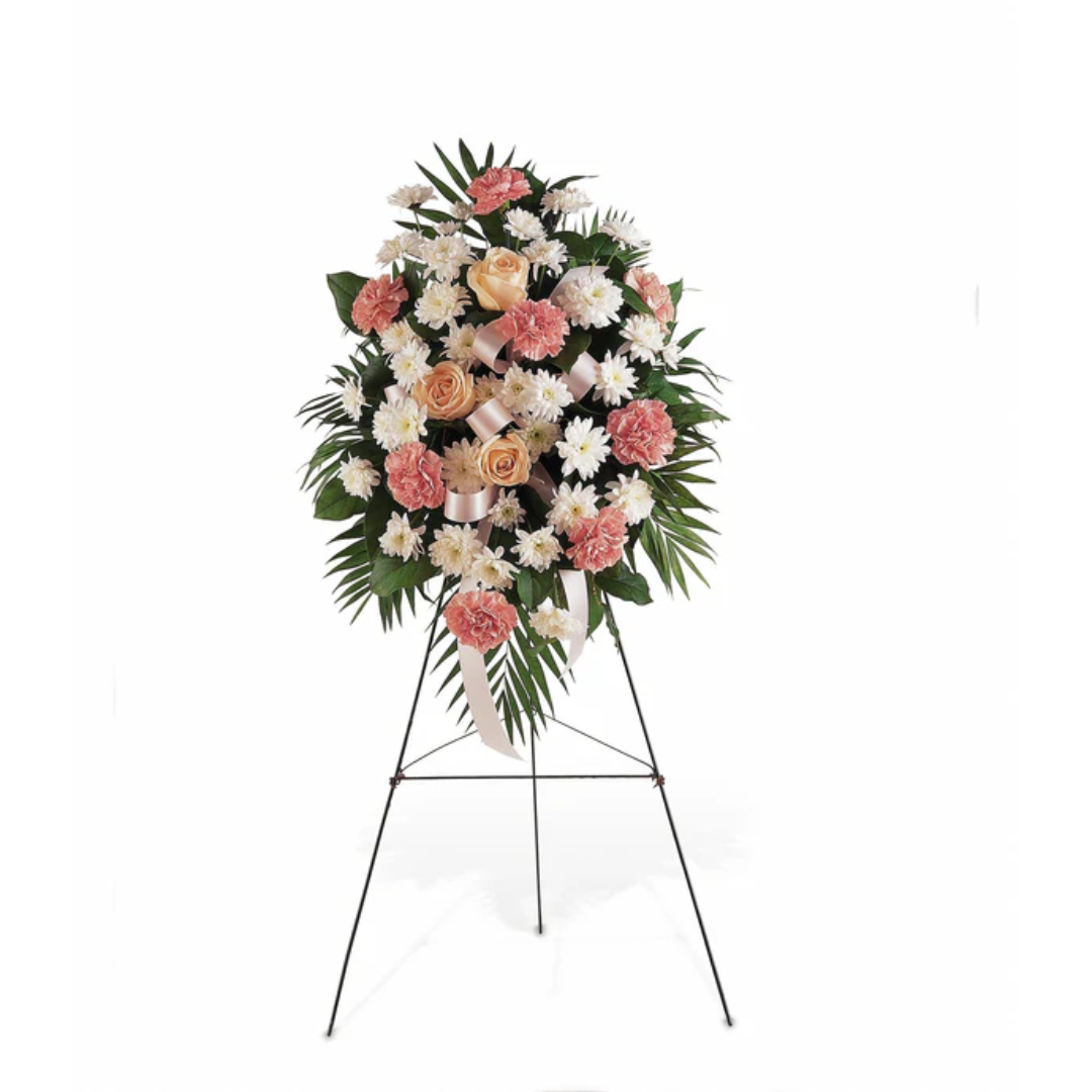 Gentle Thoughts Spray of Flowers on Easel