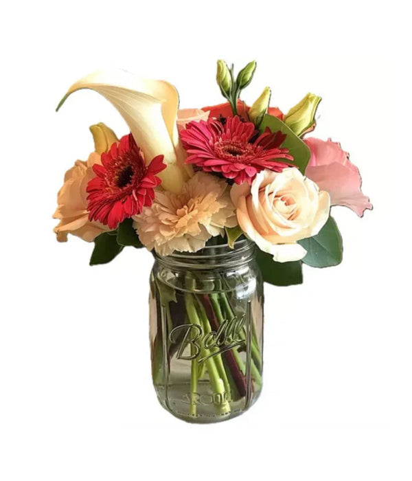 Vintage flowers in mason jar