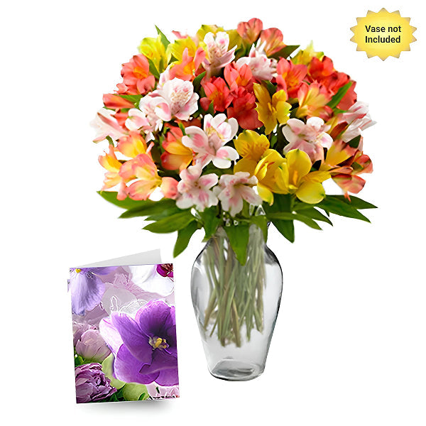 50 Blooms of Alstroemerias and a greeting card