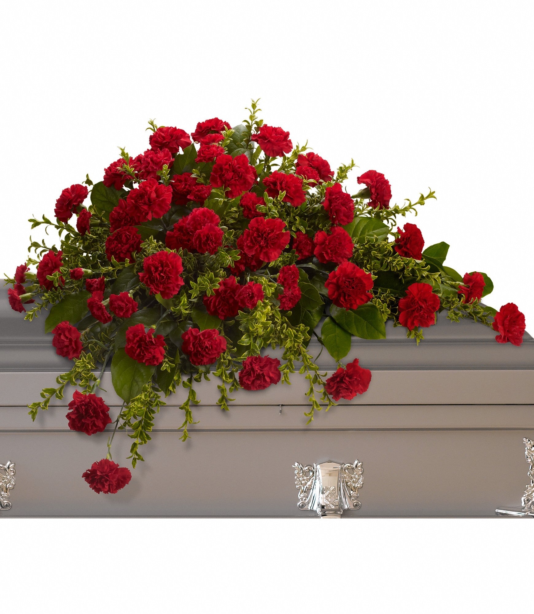 red casket spray