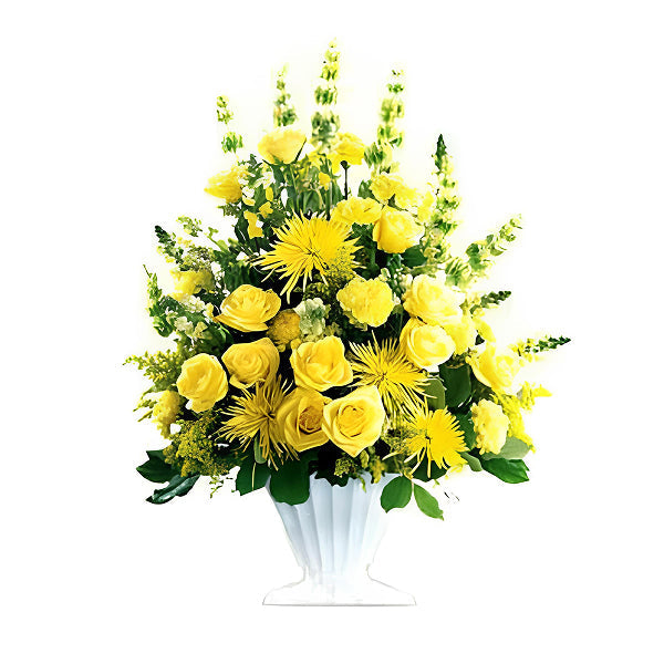 yellow funeral arrangement