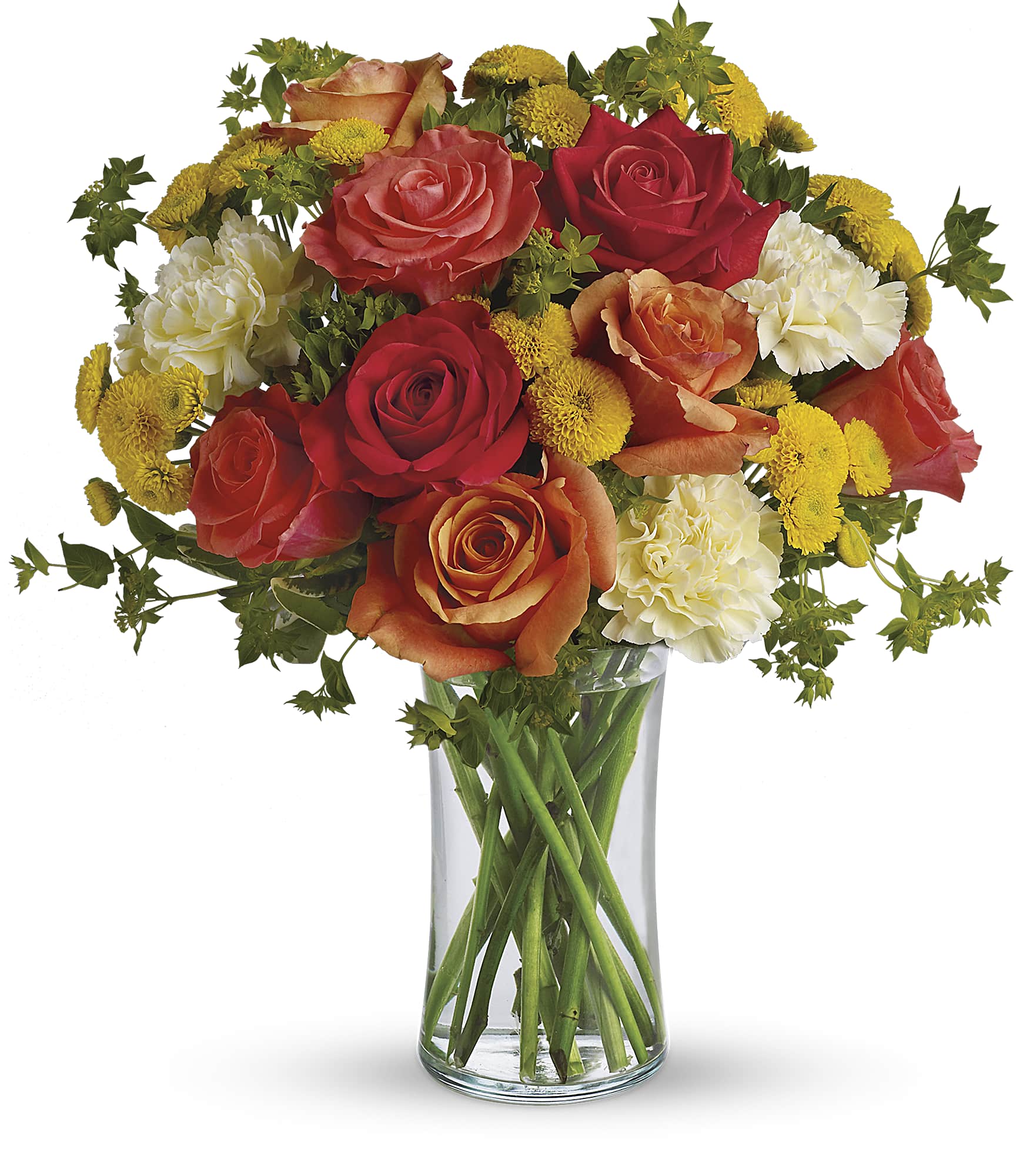 warm color flowers in a vase