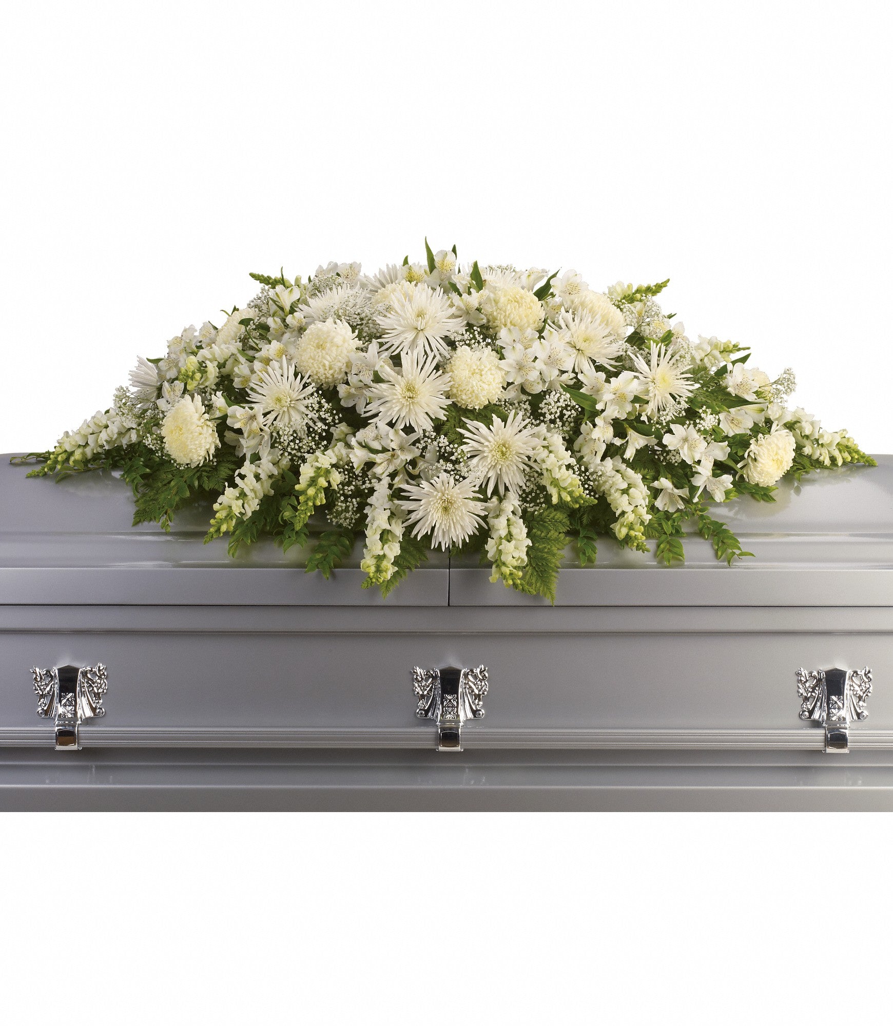 white casket spray
