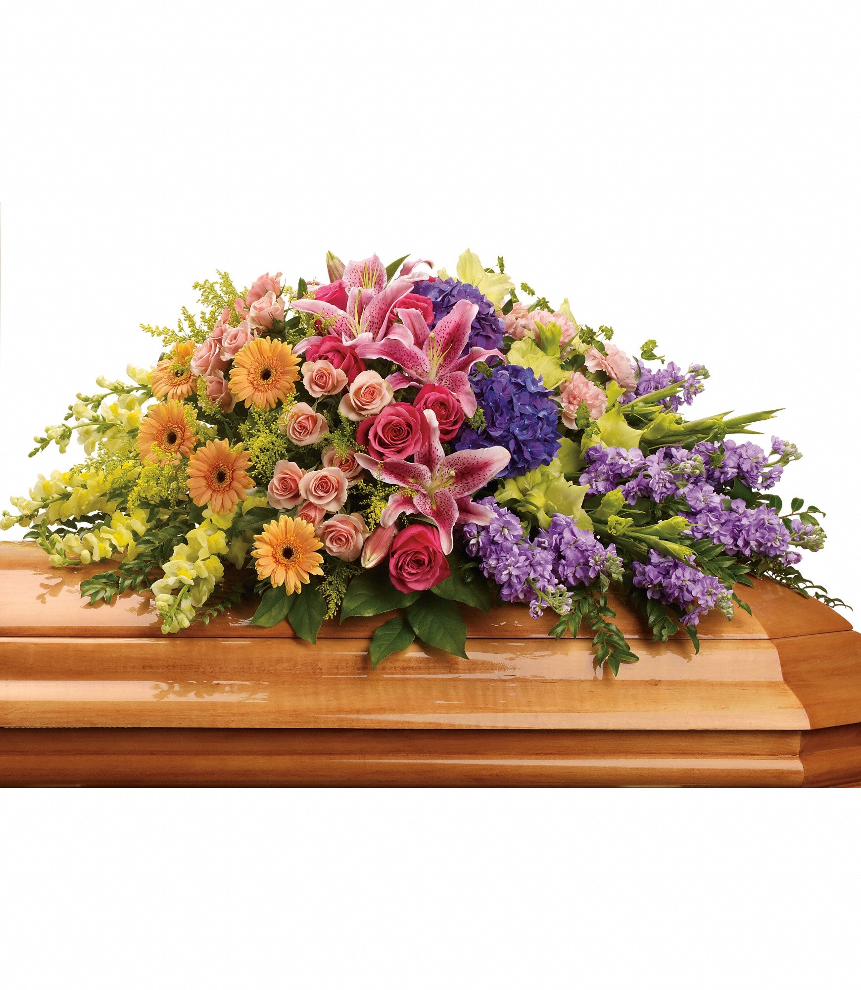 colorful casket spray