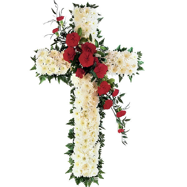 white flowers cross