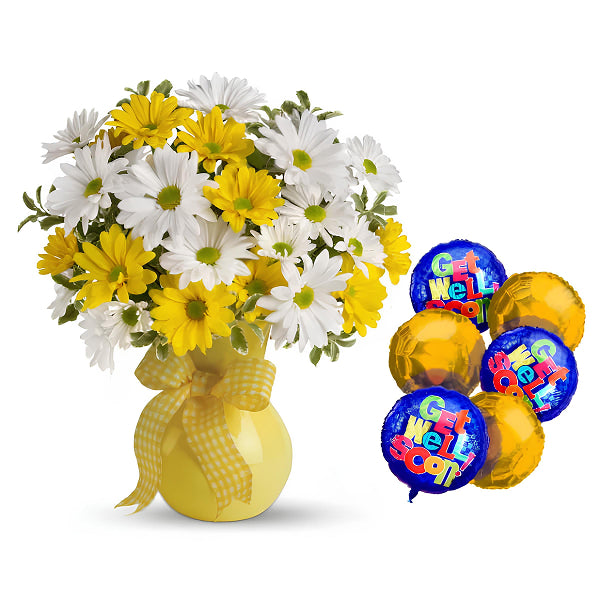 "Get Well" Balloons & Daisies