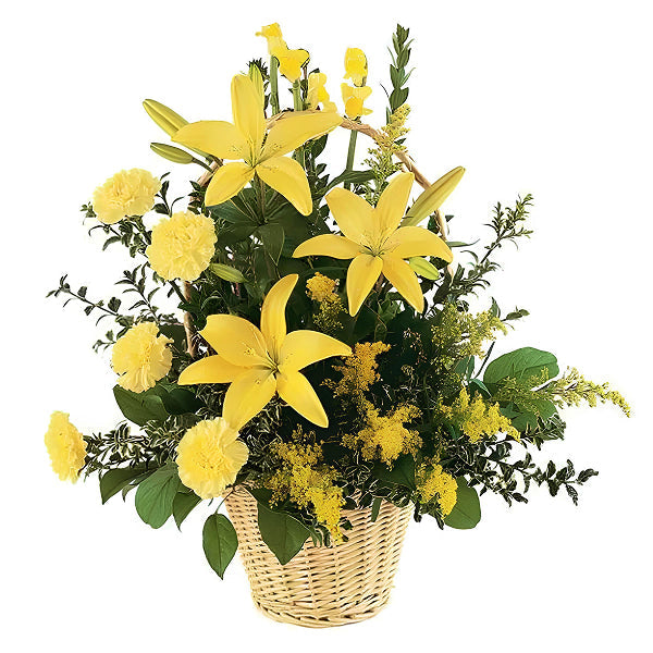 yellow flowers in a basket