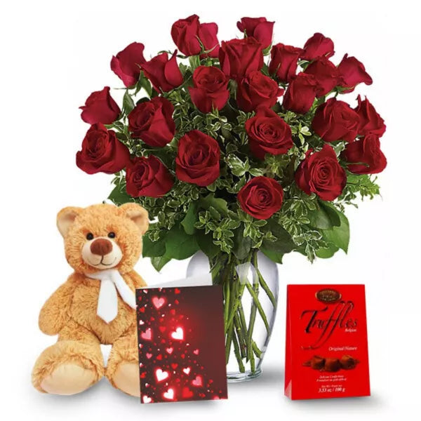 Two Dozen Long Stem Red Rose Combo