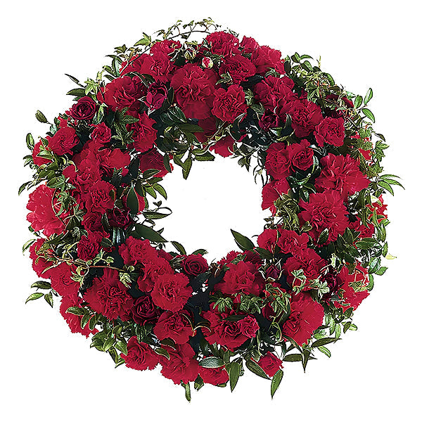 red roses wreath