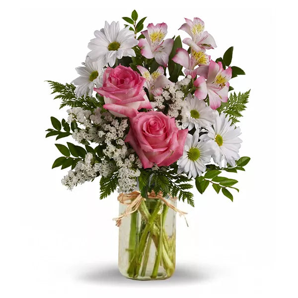 flowers in a mason jar